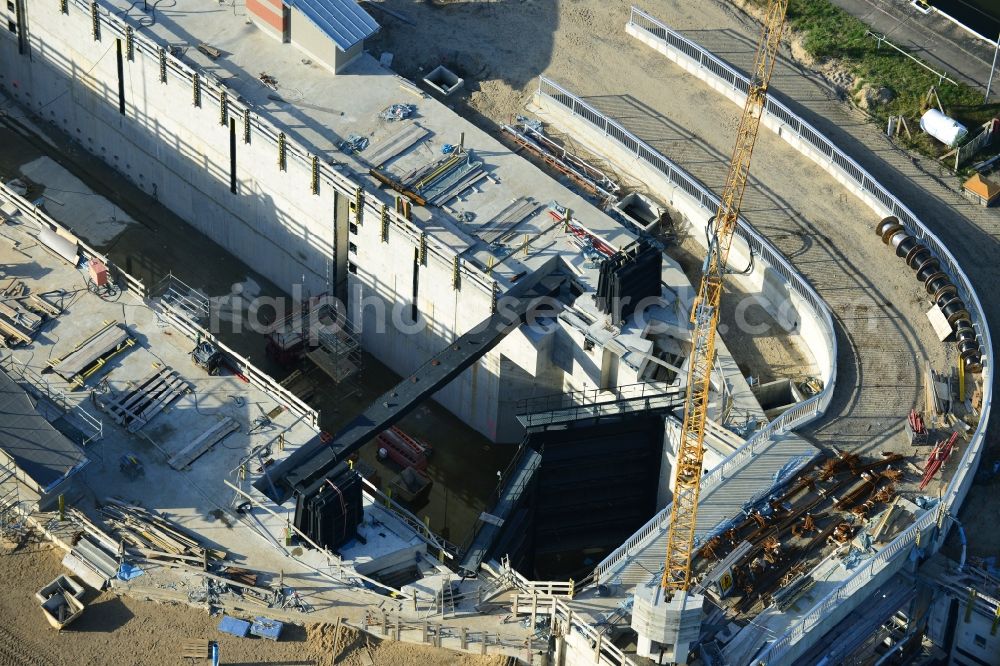 Aerial photograph Wusterwitz - View of the construction site of the expansion lock Wusterwitz