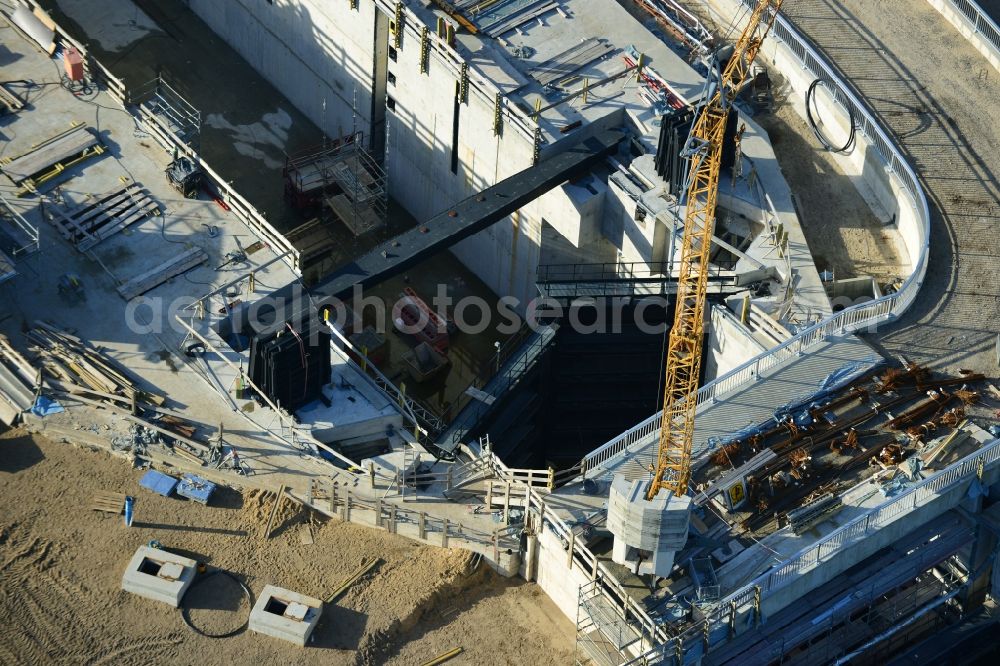 Wusterwitz from above - View of the construction site of the expansion lock Wusterwitz