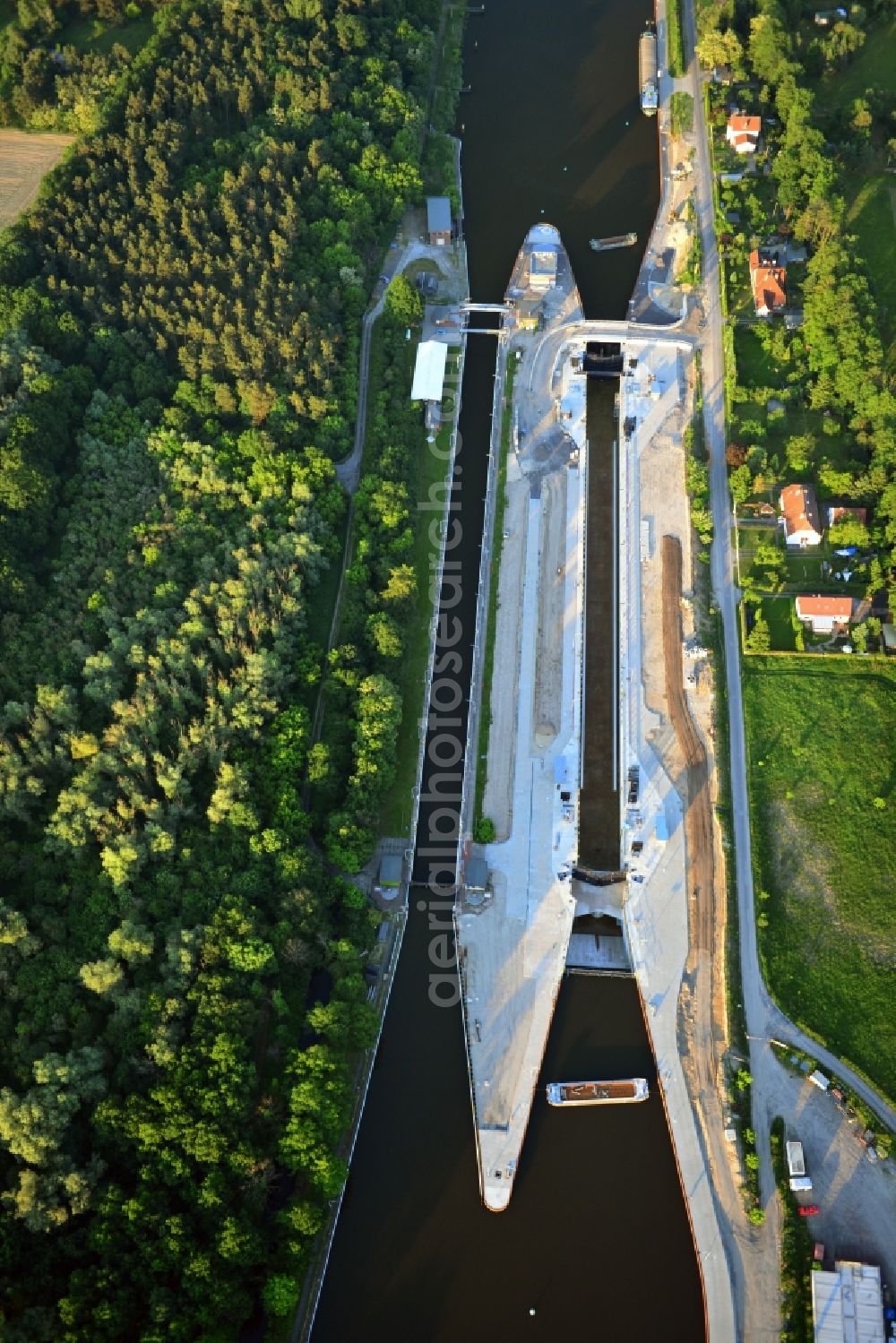 Aerial image Wusterwitz - View of the construction site of the expansion lock Wusterwitz