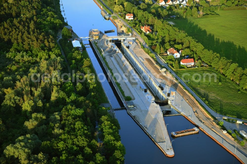 Aerial image Wusterwitz - View of the construction site of the expansion lock Wusterwitz