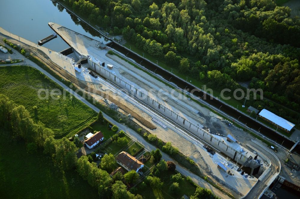 Wusterwitz from above - View of the construction site of the expansion lock Wusterwitz