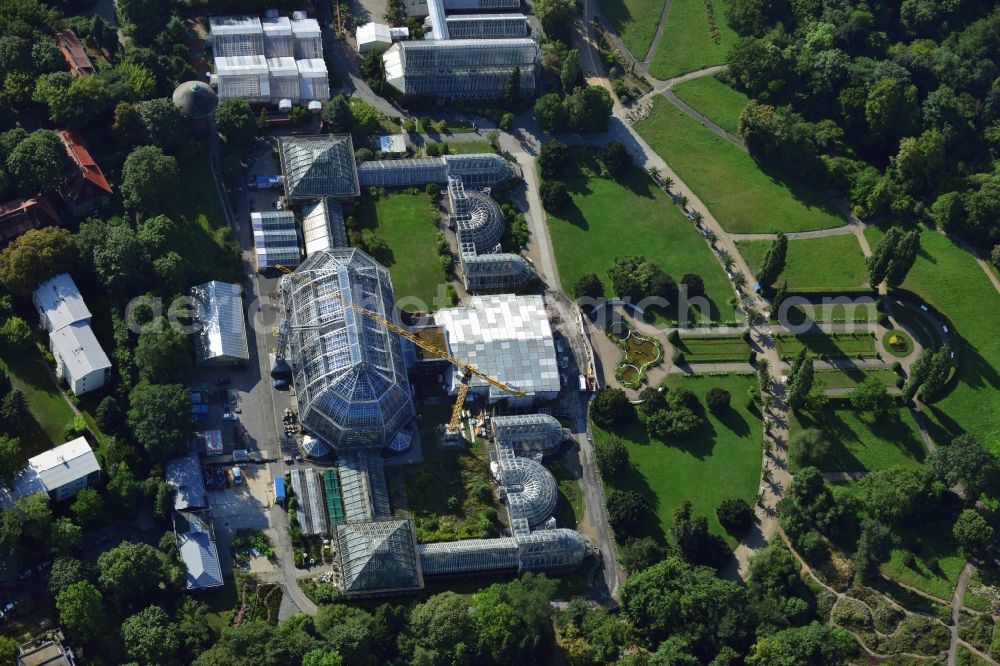 Berlin Dahlem from above - View of tropical house in the botanical garden in Steglitz, Berlin