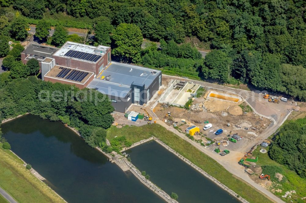 Aerial image Witten - Construction site at the waterworks and hydroelectric power station of Wasserwerke Westfalen GmbH in Witten in the state of North Rhine-Westphalia, Germany