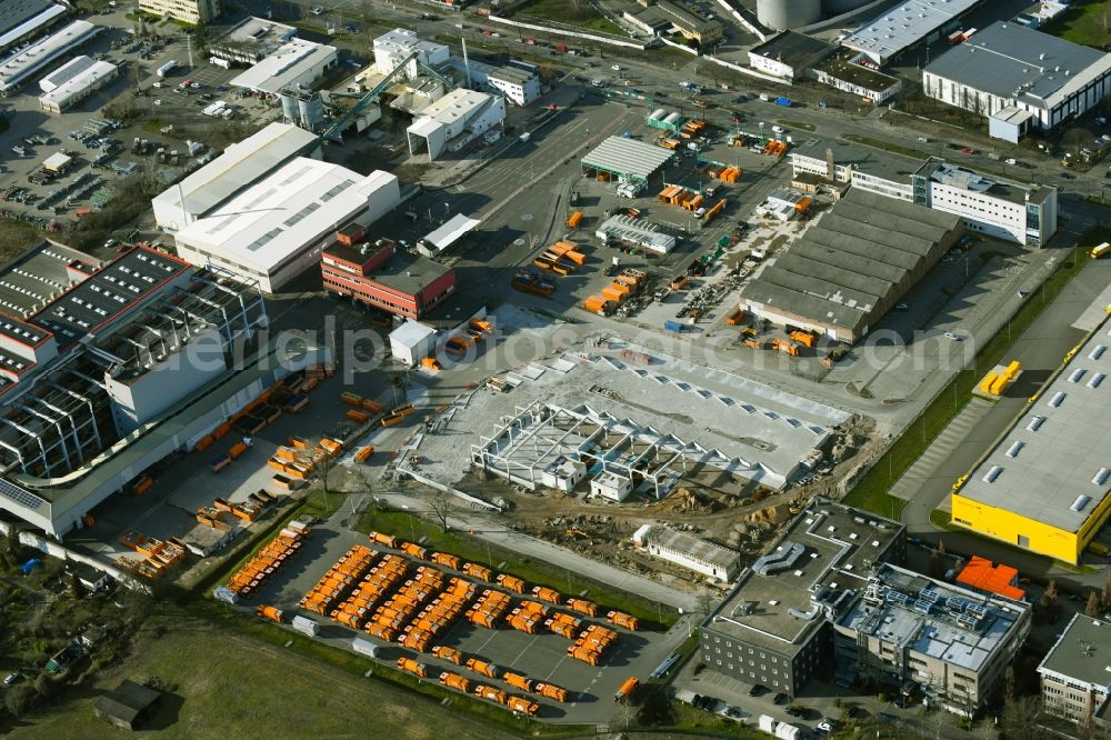 Aerial photograph Berlin - Construction site on building and production halls on the premises of Berliner Stadtreinigungsbetriebe on Gradestrasse in the district Britz in Berlin, Germany