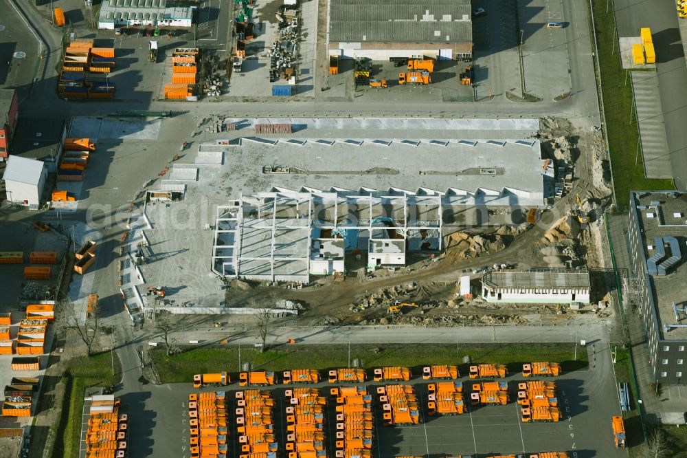 Aerial photograph Berlin - Construction site on building and production halls on the premises of Berliner Stadtreinigungsbetriebe on Gradestrasse in the district Britz in Berlin, Germany