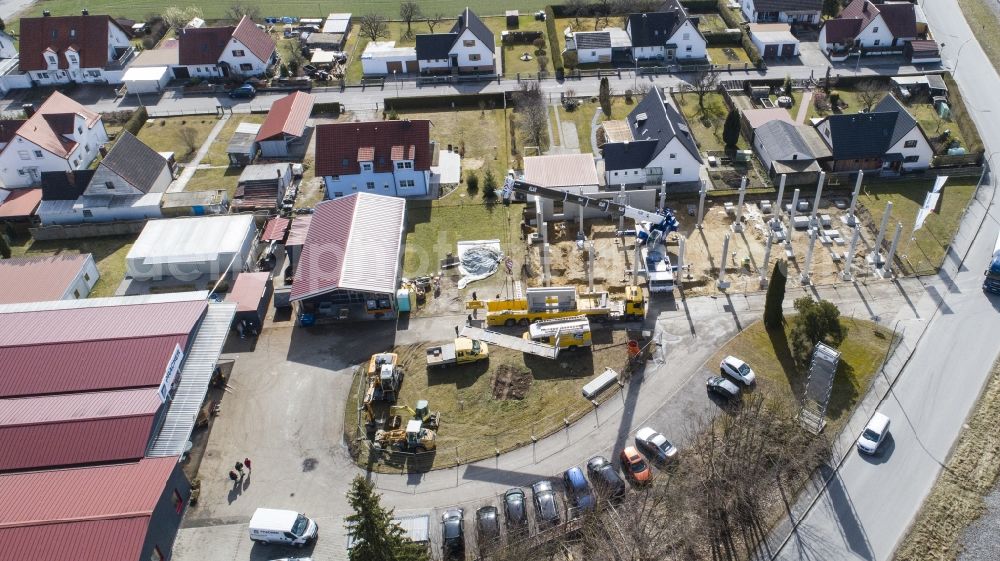 Aerial photograph Moosburg an der Isar - Construction site on building and production halls on the premises Ernst Pracher GmbH on Driescherstrasse in Moosburg an der Isar in the state Bavaria, Germany