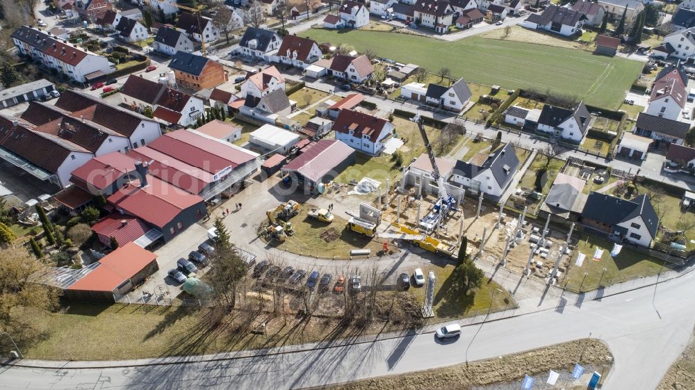 Aerial image Moosburg an der Isar - Construction site on building and production halls on the premises Ernst Pracher GmbH on Driescherstrasse in Moosburg an der Isar in the state Bavaria, Germany