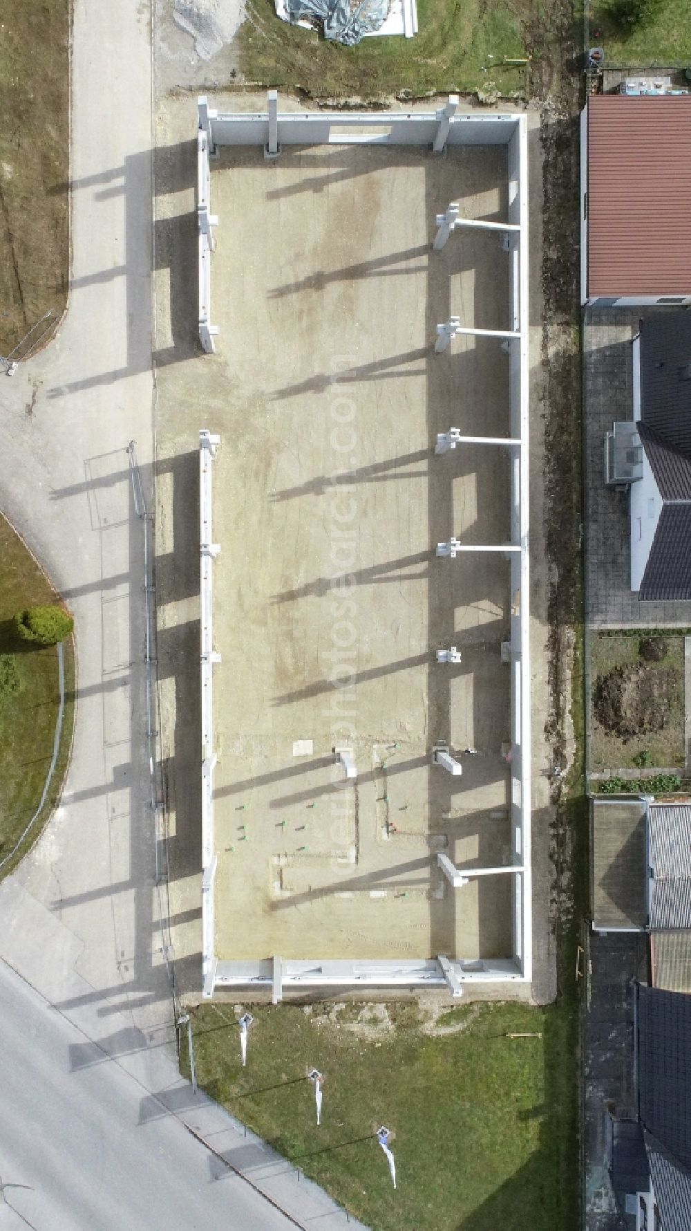 Aerial photograph Moosburg an der Isar - Construction site on building and production halls on the premises Ernst Pracher GmbH on Driescherstrasse in Moosburg an der Isar in the state Bavaria, Germany