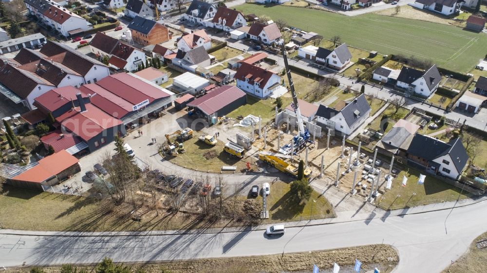 Moosburg an der Isar from the bird's eye view: Construction site on building and production halls on the premises Ernst Pracher GmbH on Driescherstrasse in Moosburg an der Isar in the state Bavaria, Germany