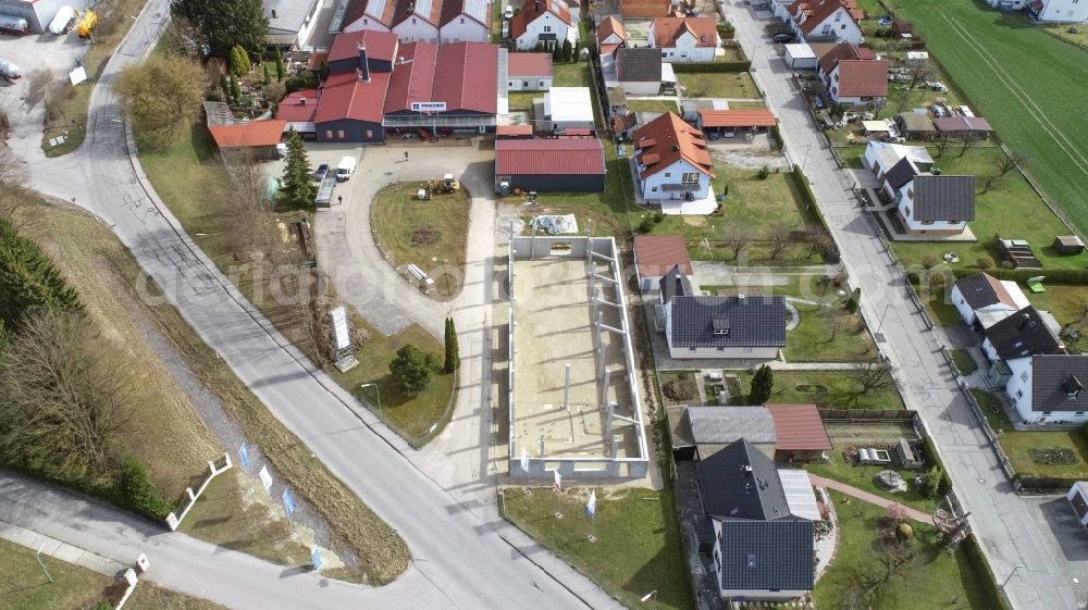 Aerial image Moosburg an der Isar - Construction site on building and production halls on the premises Ernst Pracher GmbH on Driescherstrasse in Moosburg an der Isar in the state Bavaria, Germany