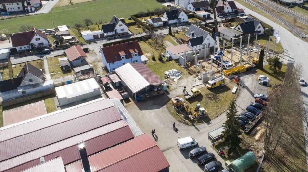 Aerial photograph Moosburg an der Isar - Construction site on building and production halls on the premises Ernst Pracher GmbH on Driescherstrasse in Moosburg an der Isar in the state Bavaria, Germany