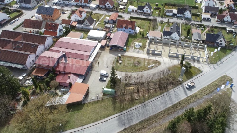 Moosburg an der Isar from above - Construction site on building and production halls on the premises Ernst Pracher GmbH on Driescherstrasse in Moosburg an der Isar in the state Bavaria, Germany