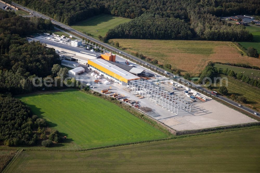 Aerial image Herzebrock-Clarholz - Construction site on building and production halls on the premises Eudur-Bau GmbH & Co. KG on Alte Ziegelei in Herzebrock-Clarholz in the state North Rhine-Westphalia, Germany