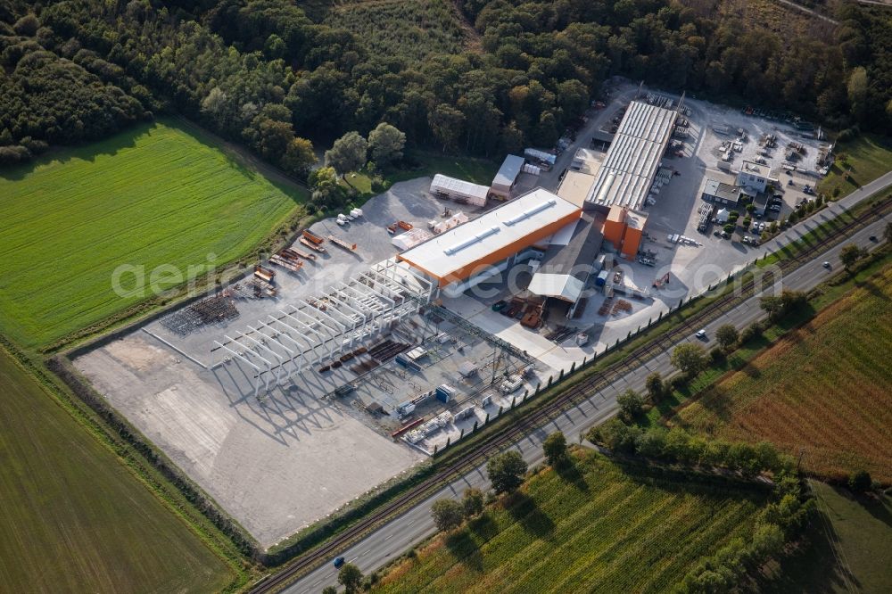 Aerial photograph Herzebrock-Clarholz - Construction site on building and production halls on the premises Eudur-Bau GmbH & Co. KG on Alte Ziegelei in Herzebrock-Clarholz in the state North Rhine-Westphalia, Germany