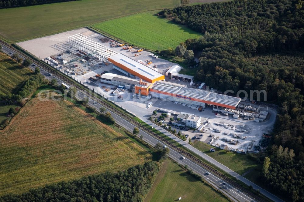 Herzebrock-Clarholz from the bird's eye view: Construction site on building and production halls on the premises Eudur-Bau GmbH & Co. KG on Alte Ziegelei in Herzebrock-Clarholz in the state North Rhine-Westphalia, Germany