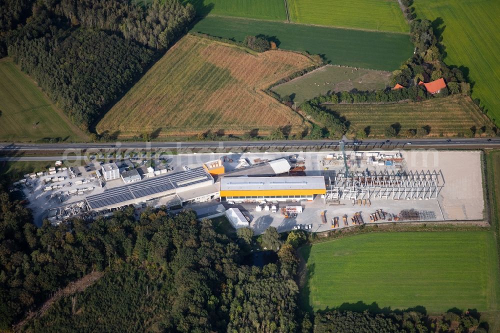 Aerial photograph Herzebrock-Clarholz - Construction site on building and production halls on the premises Eudur-Bau GmbH & Co. KG on Alte Ziegelei in Herzebrock-Clarholz in the state North Rhine-Westphalia, Germany