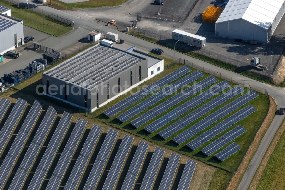 Altenbeken from above - Construction site on building and production halls from the company Friedrich Neumann GmbH on the premises along Industriestrasse in Altenbeken in the state North Rhine-Westphalia, Germany