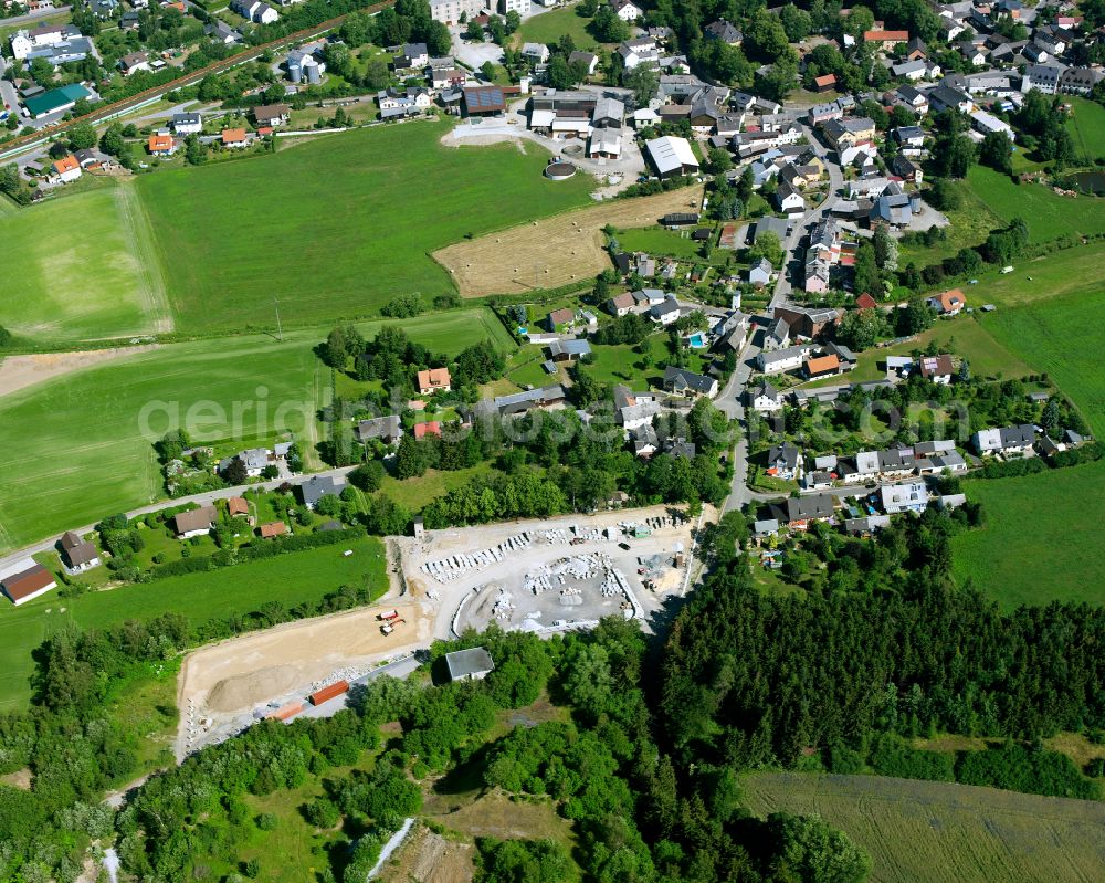 Feilitzsch from above - Construction site on building and production halls on the premises of MK GRANIT on street Regnitzstrasse in Feilitzsch in the state Bavaria, Germany