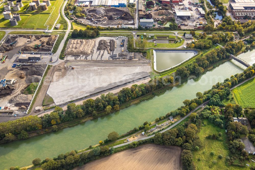 Hünxe from above - Construction site on building and production halls on the premises of HDB Recycling GmbH on street Emil-Fischer-Strasse in the district Bucholtwelmen in Huenxe in the state North Rhine-Westphalia, Germany