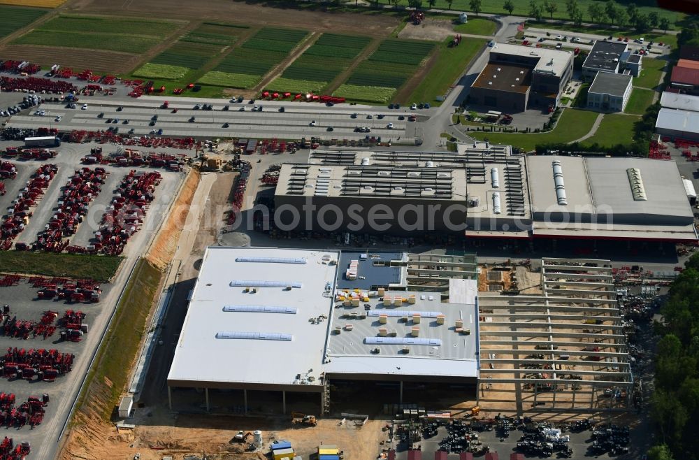 Schwandorf from above - Construction site on building and production halls on the premises of HORSCH Maschinen GmbH on Sitzenhof in Schwandorf in the state Bavaria, Germany