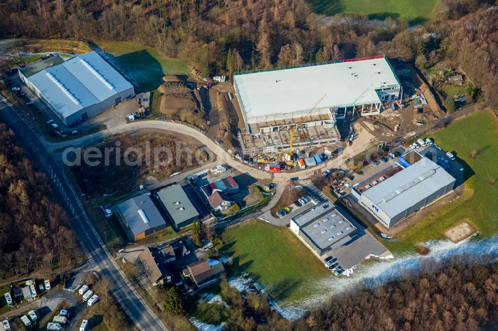 Stefansbecke from above - Construction site on building and production halls on the premises of JUMBO-Textil GmbH & Co. KG in Stefansbecke in the state North Rhine-Westphalia, Germany