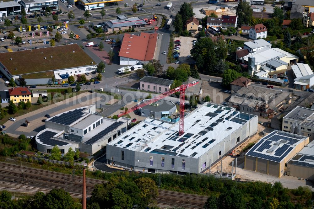 Schwabach from the bird's eye view: Construction site on building and production halls on the premises of Dr. Klaus Karg KG Alte Rother Strasse on in the district Igelsdorf in Schwabach in the state Bavaria, Germany