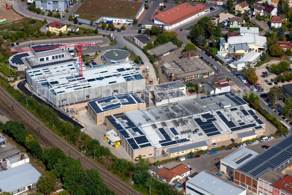 Aerial photograph Schwabach - Construction site on building and production halls on the premises of Dr. Klaus Karg KG Alte Rother Strasse on in the district Igelsdorf in Schwabach in the state Bavaria, Germany