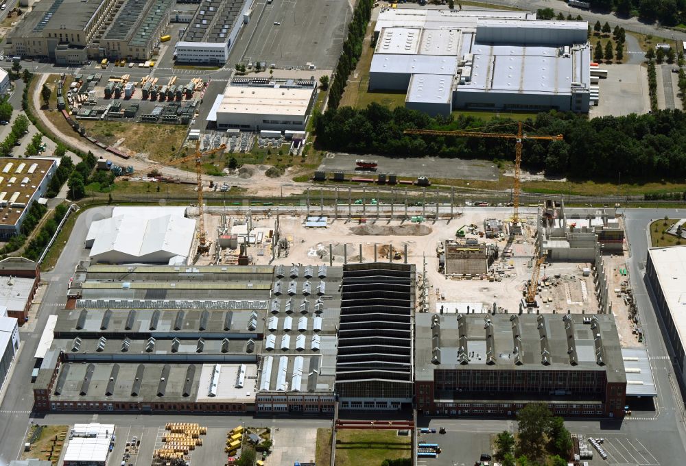 Aerial image Nürnberg - Construction site on building and production halls on the premises MAN Truck & Bus - factory in Nuremberg in the state Bavaria, Germany