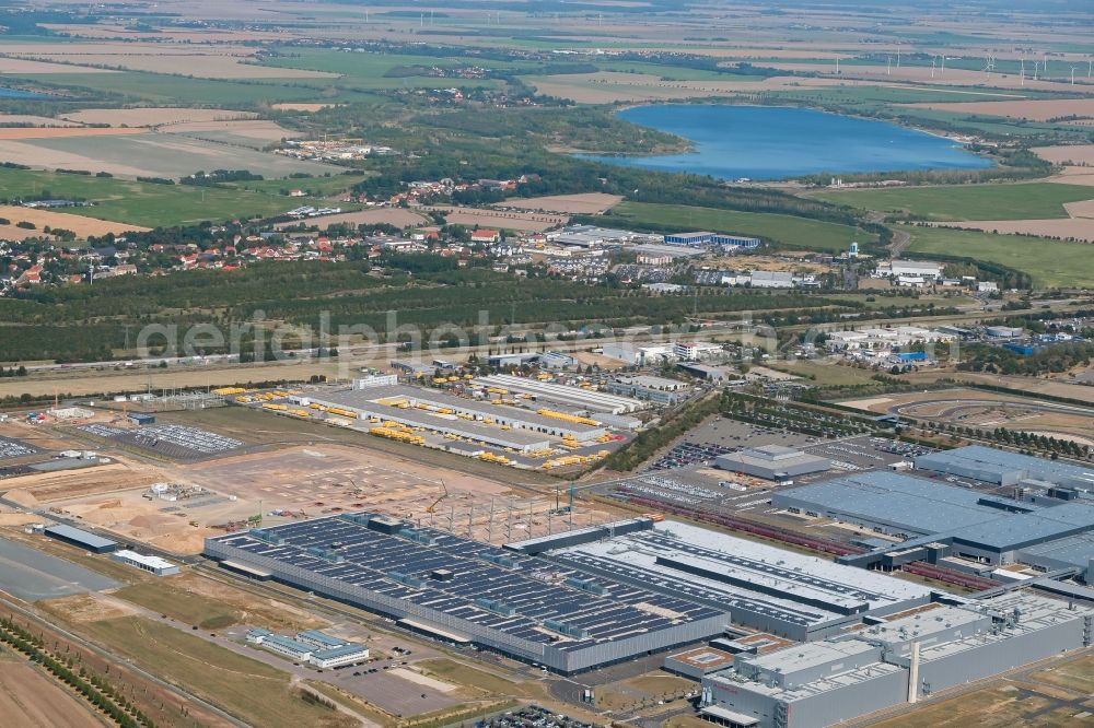 Leipzig from the bird's eye view: Construction site on building and production halls on the premises on Radfelder Allee in the district Luetzschena in Leipzig in the state Saxony, Germany