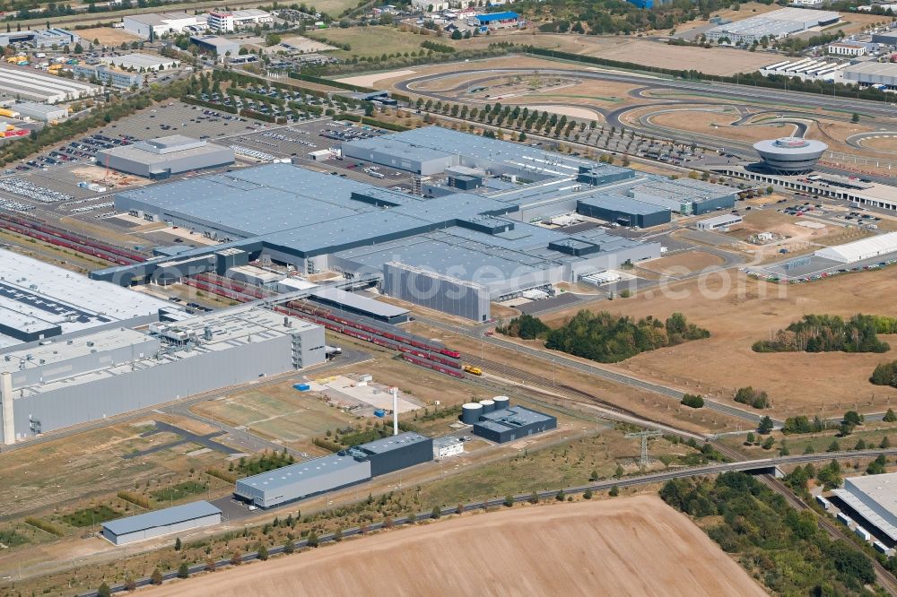 Leipzig from above - Construction site on building and production halls on the premises on Radfelder Allee in the district Luetzschena in Leipzig in the state Saxony, Germany