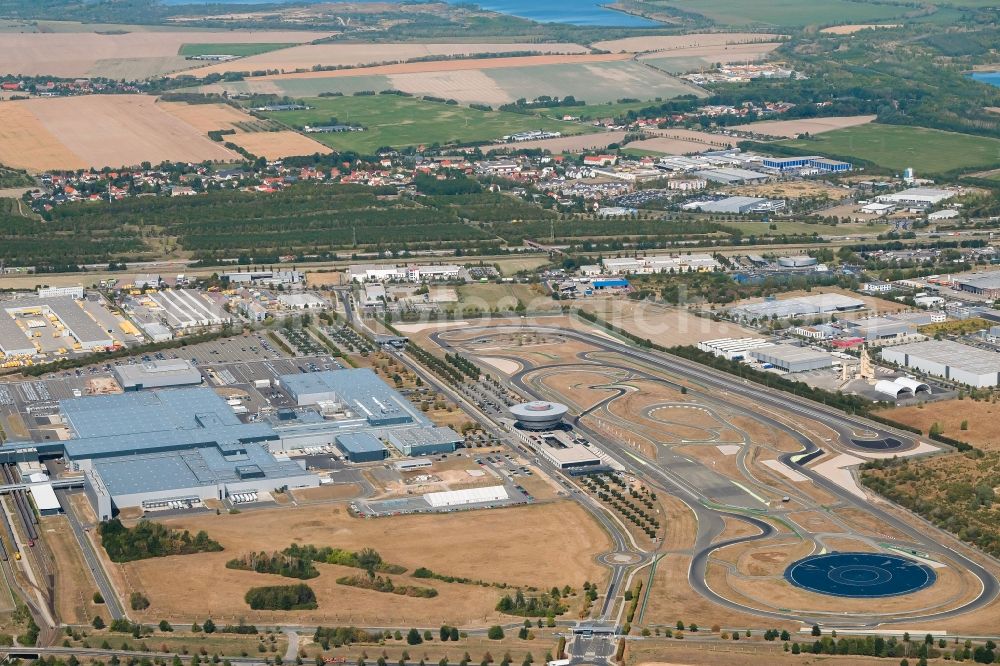 Aerial image Leipzig - Construction site on building and production halls on the premises on Radfelder Allee in the district Luetzschena in Leipzig in the state Saxony, Germany