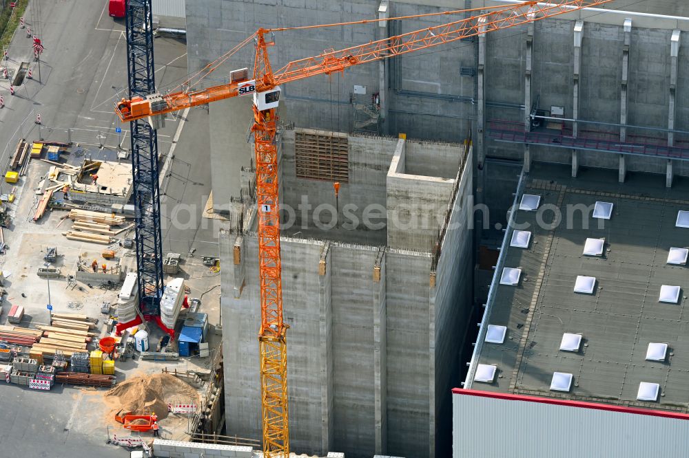 Aerial image Spremberg - New construction site for a Wte - combined heat and power plant to expand the buildings and production halls on the factory premises of Spreerecycling GmbH & Co. KG on An der Heide Strasse A-Mitte in the district of Trattendorf in Spremberg in the state of Brandenburg, Germany