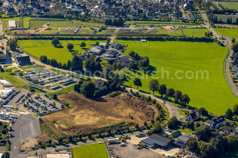 Aerial image Attendorn - Construction site on building and production halls on the premises of Viega factoryes in Attendorn in the state North Rhine-Westphalia, Germany