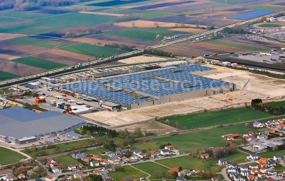 Dingolfing from the bird's eye view: Construction site on building and production halls on the premises factory 2.70 Dynamikzentrum in Dingolfing in the state Bavaria, Germany