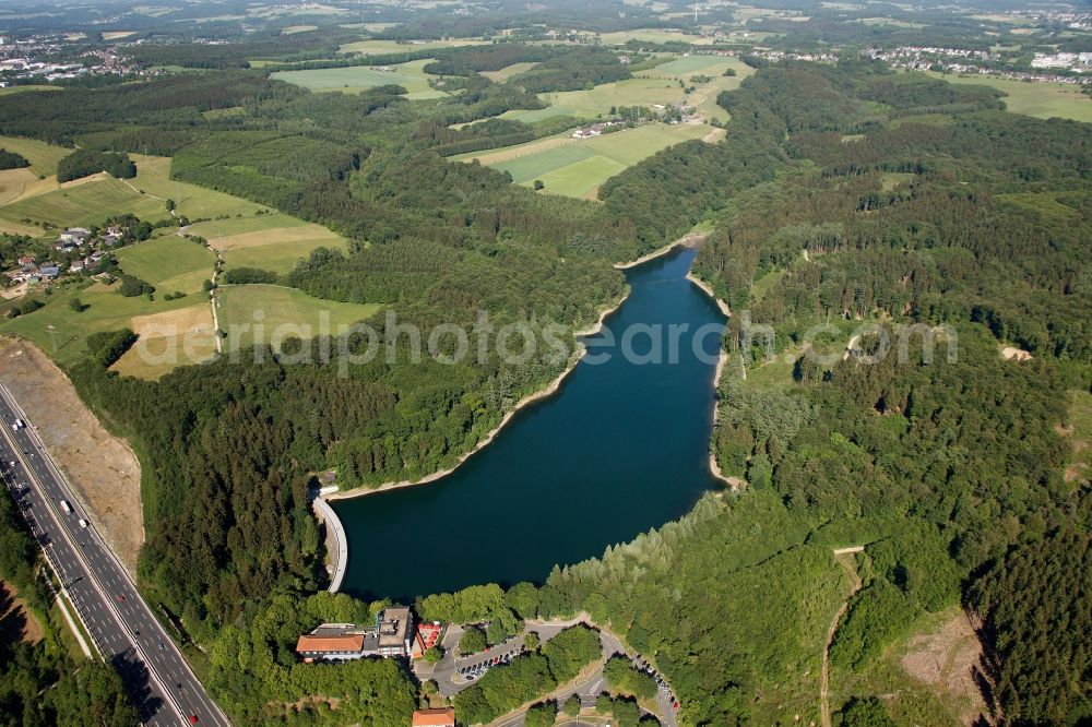 Remscheid from the bird's eye view: View of the Eschbachtalsperre in Remscheid in the state of North Rhine-Westphalia