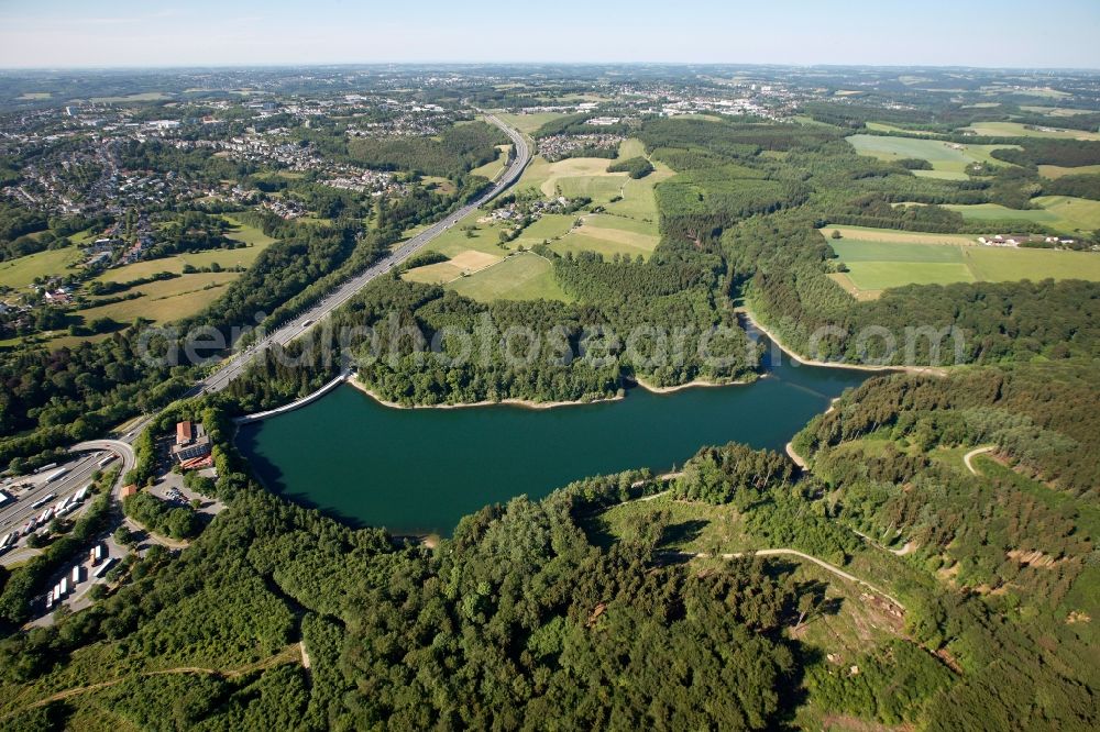Aerial image Remscheid - View of the Eschbachtalsperre in Remscheid in the state of North Rhine-Westphalia