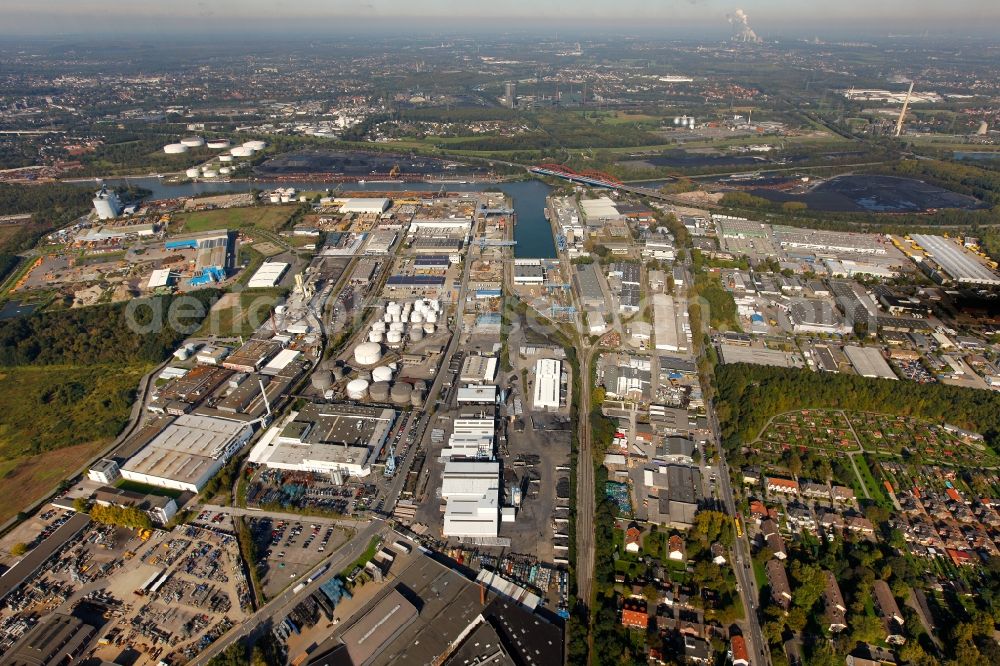 Aerial image Essen - View of the city port in Essen in the state North Rhine-Westphalia