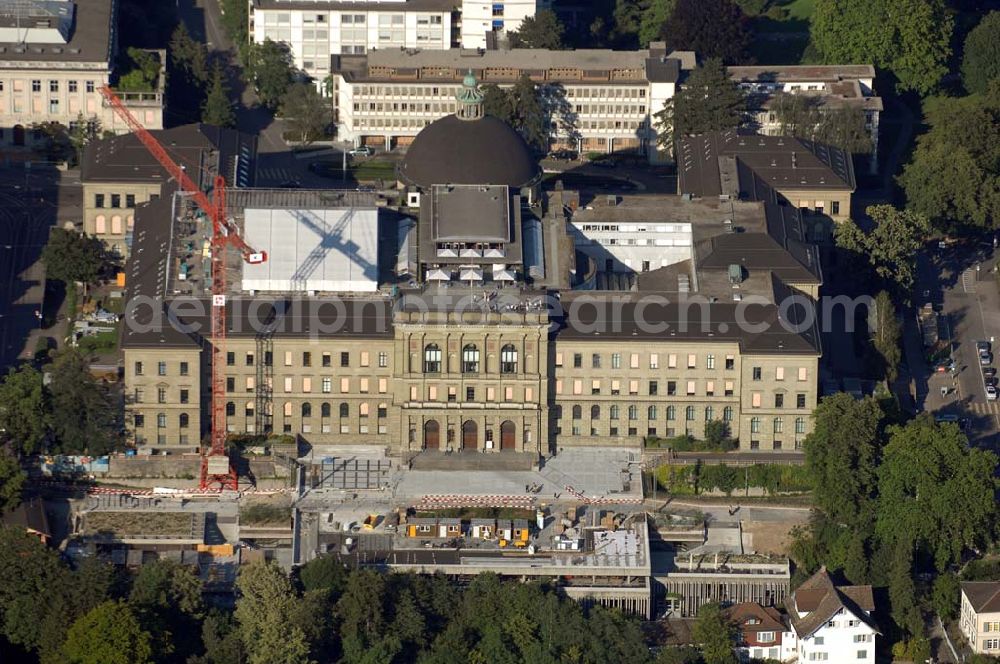 Aerial image Zürich - Die ETH Zürich ist eine technisch-naturwissenschaftliche Universität mit ausgezeichnetem Forschungsausweis. Kontaktadresse: ETH Zürich, HG, Rämistrasse 101, 8092 Zürich, SWITZERLAND