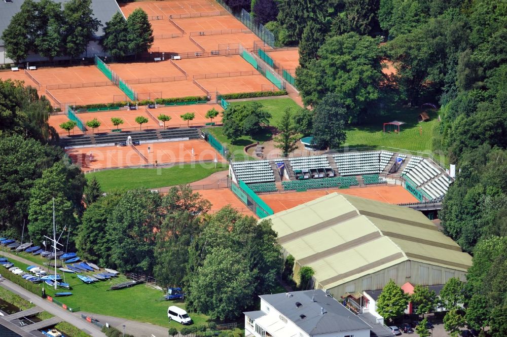 Essen from the bird's eye view: View of the ETuf tennis terrain in Essen in North Rine-Westphalia