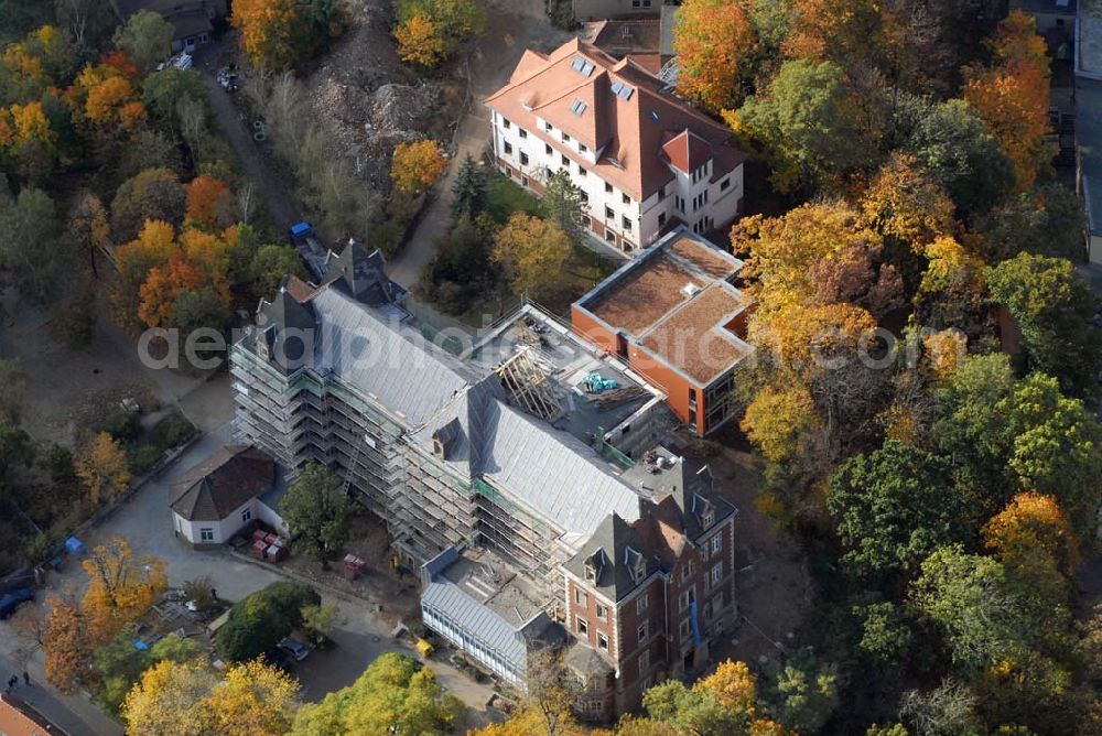 Aerial photograph Meißen - Blick auf die Euro-Schule in Meißen in der Zscheilaer Straße 45, 01662 Meißen - Tel. 03521 / 720159.