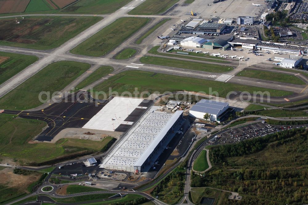 Basel from the bird's eye view: New build cargo terminal at the commercial airport Basel-Mulhouse-Freiburg Euro in Switzerland