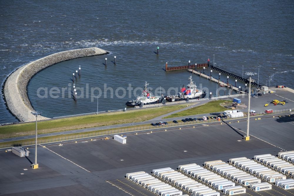 Aerial image Wilhelmshaven - Eurogate building at the port of the international port JadeWeserPort in Wilhelmshaven in the state Lower Saxony, Germany