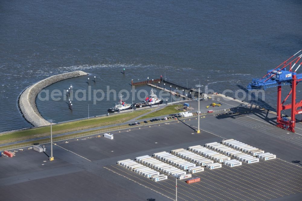 Aerial photograph Wilhelmshaven - Eurogate building at the port of the international port JadeWeserPort in Wilhelmshaven in the state Lower Saxony, Germany