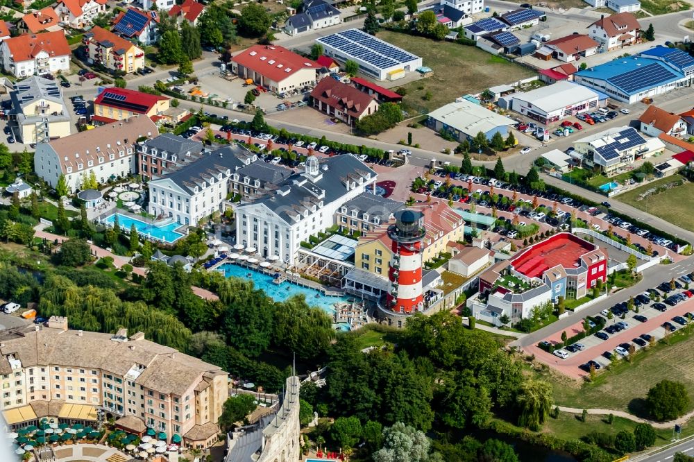 Aerial photograph Rust - Europa-Park Hotel Resortin Rust in the state Baden-Wuerttemberg. Hotel Bell Rock