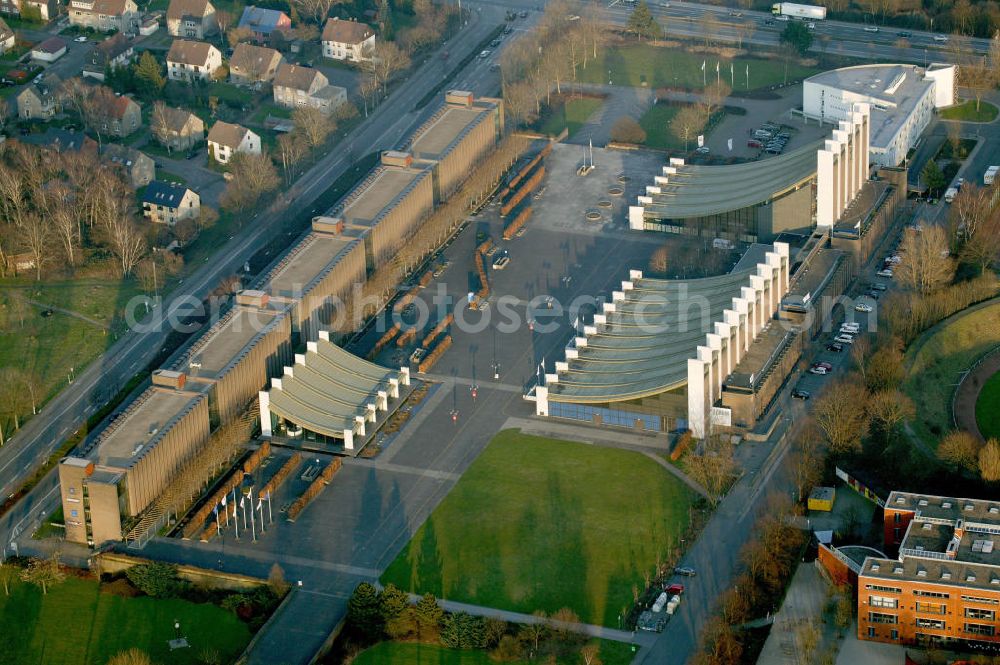 Aerial photograph Castrop-Rauxel - Blick auf die Europahalle und das Rathaus am Europaplatz. Castrop-Rauxel Europe hall and town hall.