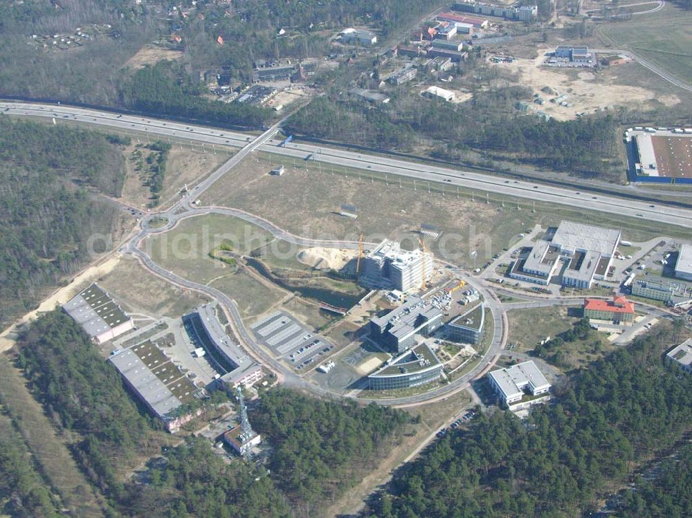 Aerial image Drewitz - Erweiterung der Ebay-Zentrale Deutschland auf dem Gelände des Europaparks Dreilinden in Drewitz durch die Firma Bilfinger + Berger