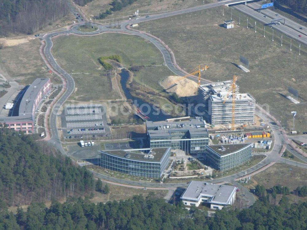 Drewitz from above - Erweiterung der Ebay-Zentrale Deutschland auf dem Gelände des Europaparks Dreilinden in Drewitz durch die Firma Bilfinger + Berger