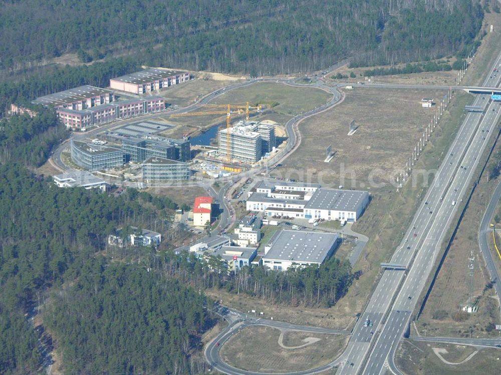 Aerial image Drewitz - Erweiterung der Ebay-Zentrale Deutschland auf dem Gelände des Europaparks Dreilinden in Drewitz durch die Firma Bilfinger + Berger