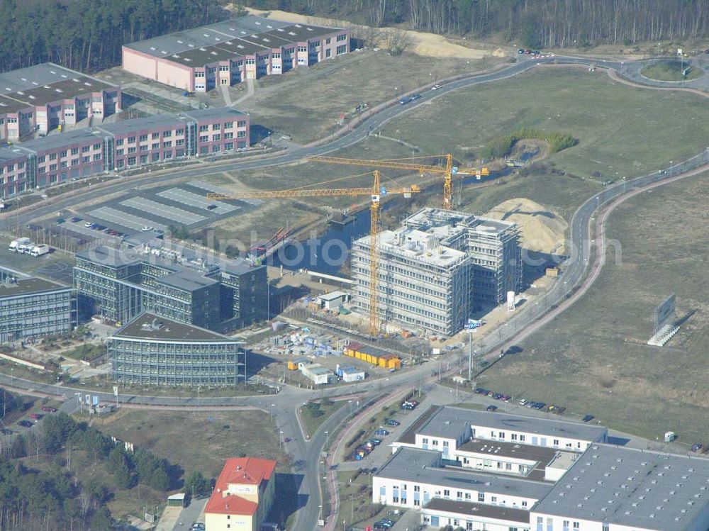 Aerial photograph Drewitz - Erweiterung der Ebay-Zentrale Deutschland auf dem Gelände des Europaparks Dreilinden in Drewitz durch die Firma Bilfinger + Berger