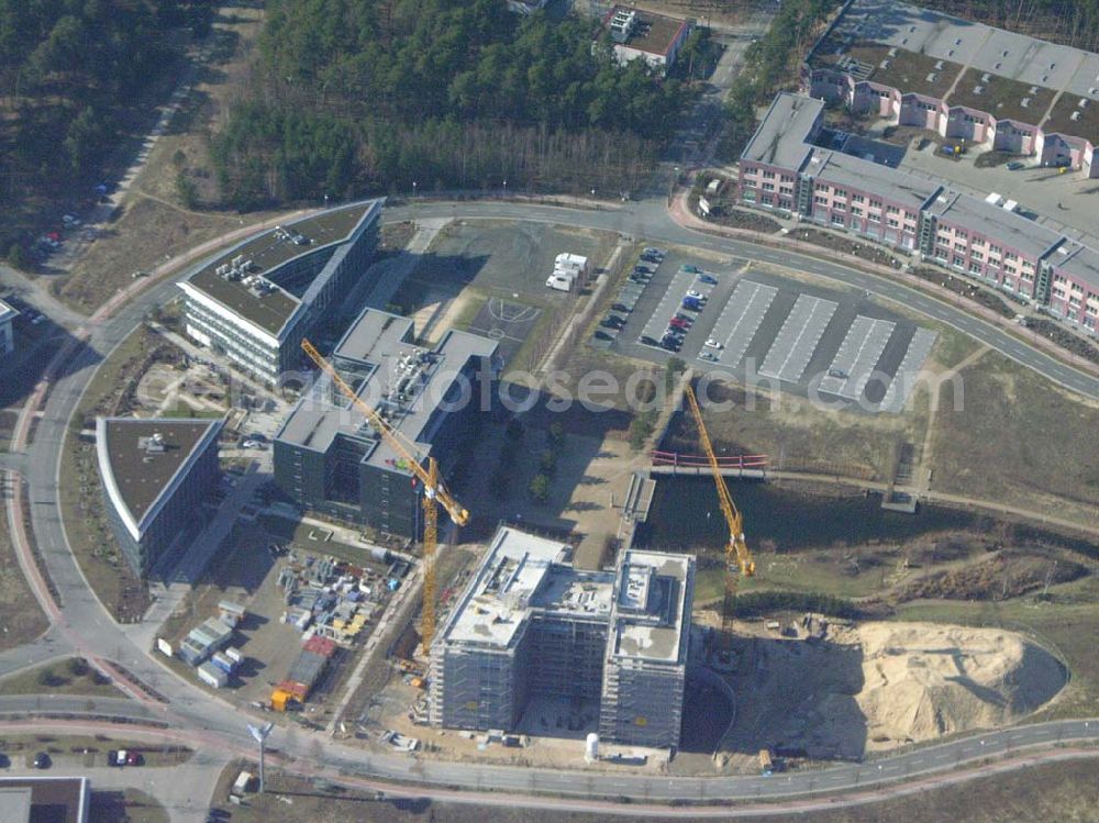 Aerial image Drewitz - Erweiterung der Ebay-Zentrale Deutschland auf dem Gelände des Europaparks Dreilinden in Drewitz durch die Firma Bilfinger + Berger